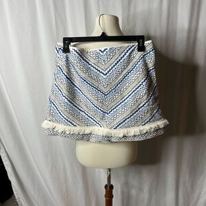 GUESS Los Angeles Blue & White Embroidered Fringe Skirt – Size M
